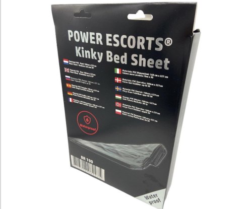 Prześcieradło kinky Power Escorts czarne wodoodporne 160 227 cm
