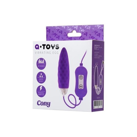 Jajko wibrujące Cony A Toys silikonowe fioletowe z pilotem 7,6 cm