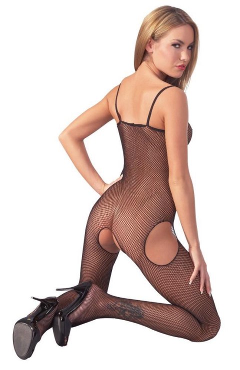 Bodystocking siateczkowy NO:XQSE czarny S/M ze stopą