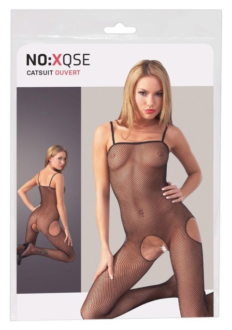 Bodystocking siateczkowy NO:XQSE czarny S/M ze stopą