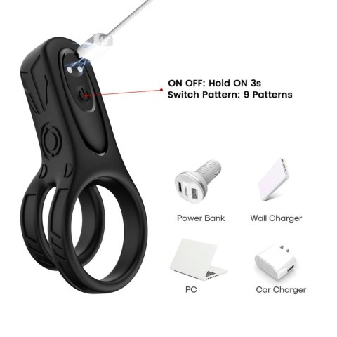 Pierścień wibrujący Mechao Black 9 funkcji USB