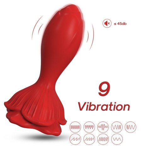 Plug analny wibrujący Rosenberg czerwony 9 funkcji USB 10 cm