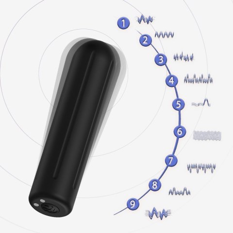 Wibrator mini silikonowy Rock czarny USB 9 trybów