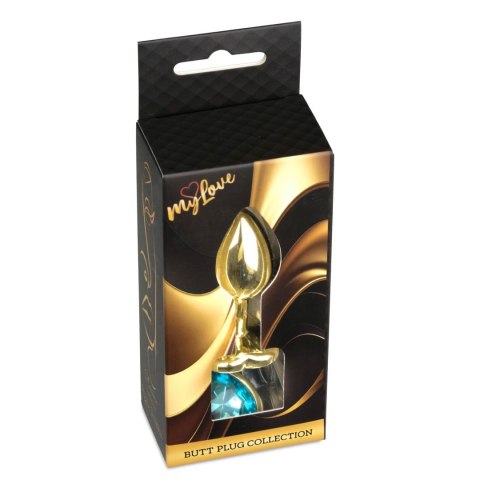 Biżuteria analna MyLove Toys Gold Heart jasnoniebieska 7 cm