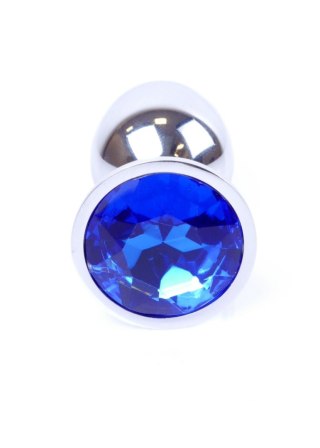 Biżuteria analna stalowa MyLove Toys ciemnieniebieska z diamentem 7 cm