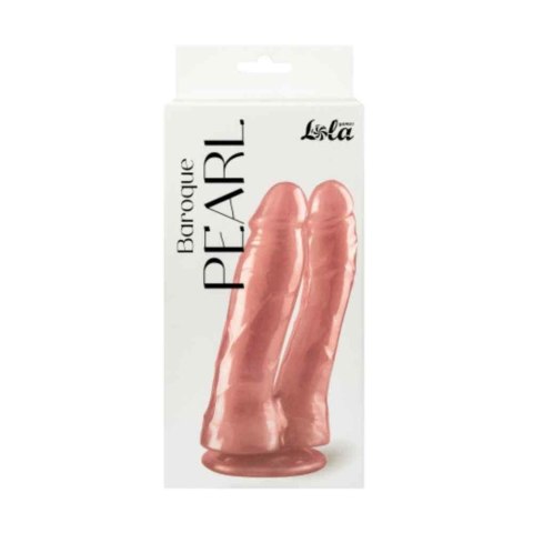 Podwójne dildo perłowe Pearl różowe z przyssawką 17 cm