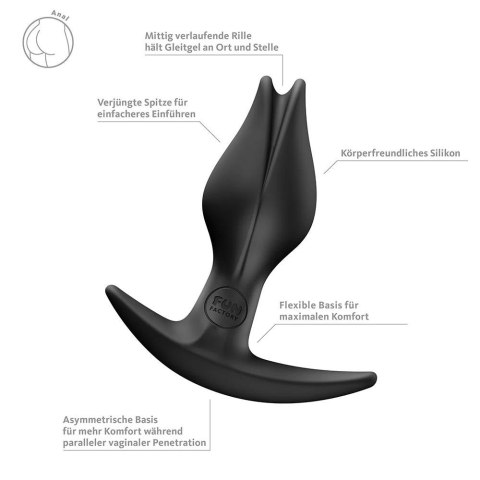 Korek analny silikonowy Fun Factory Bootie Fem czarny 8,5 cm