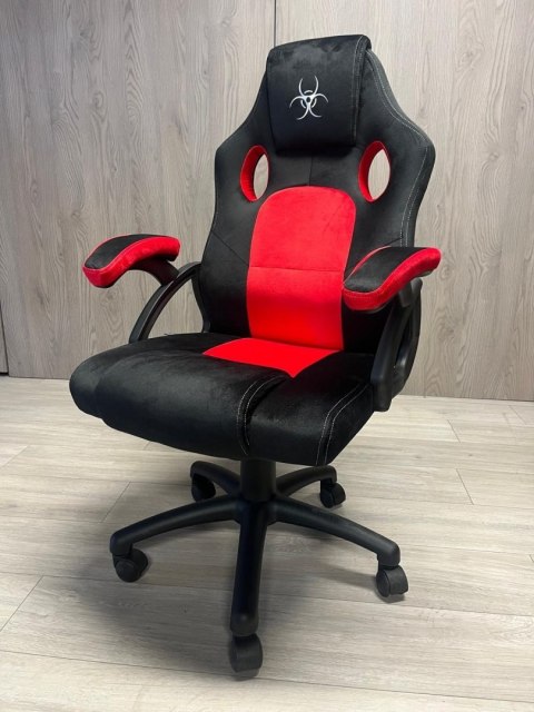 Lugano .Fotel obrotowy do biurka CARRERA M ALCANTARA BLACK + RED