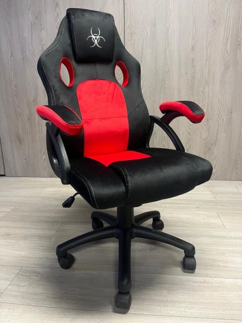 Lugano .Fotel obrotowy do biurka CARRERA M ALCANTARA BLACK + RED