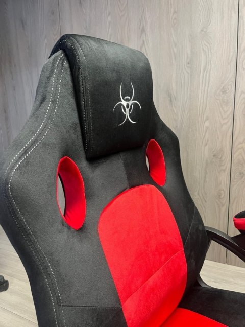 Lugano .Fotel obrotowy do biurka CARRERA M ALCANTARA BLACK + RED