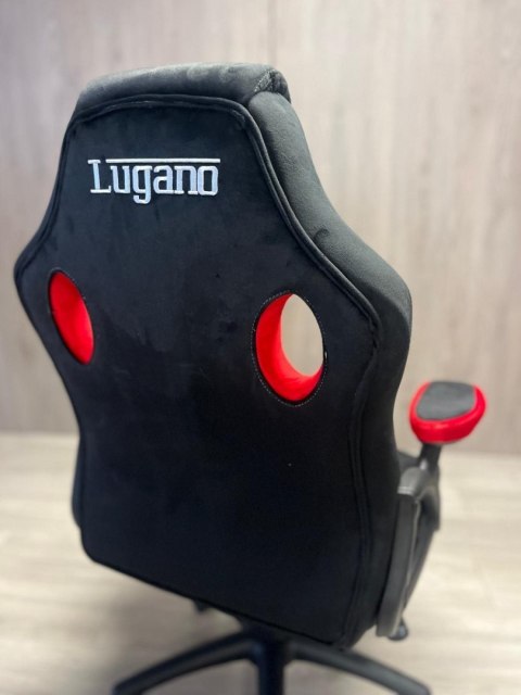 Lugano .Fotel obrotowy do biurka CARRERA M ALCANTARA BLACK + RED
