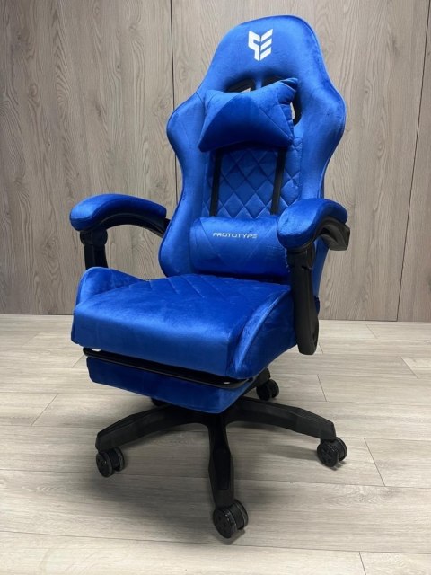 Prototype Fotel obrotowy gamingowy XL POKER PRO BLUE ALCANTARA