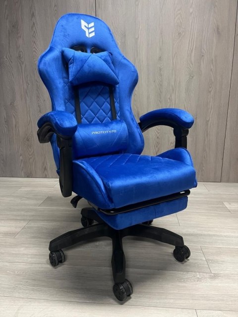 Prototype Fotel obrotowy gamingowy XL POKER PRO BLUE ALCANTARA
