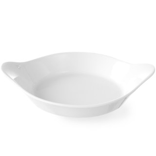 Półmisek do zapiekania okrągły z uchwytami 185x152mm kremowy porcelana - Hendi 785904