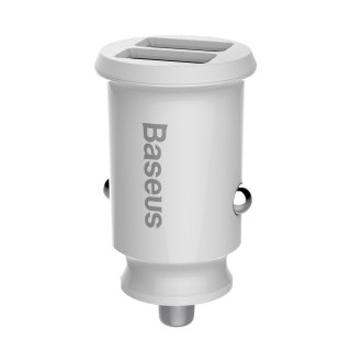 Mini ładowarka samochodowa do telefonu 2x USB Grain Car Charger biały