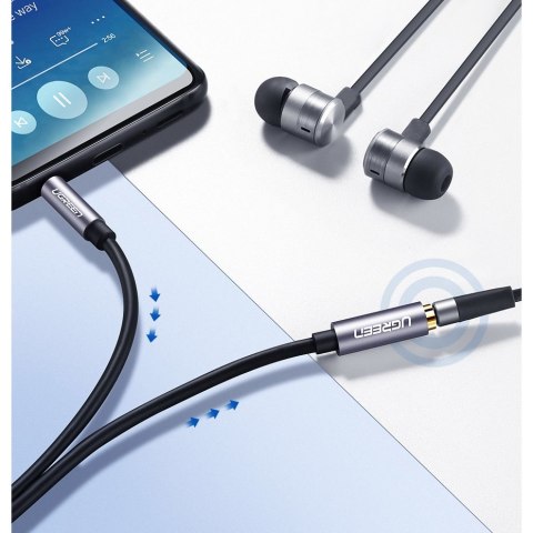 Przewód kabel przedłużacz do słuchawek AUX 3.5mm mini jack 1m srebrny