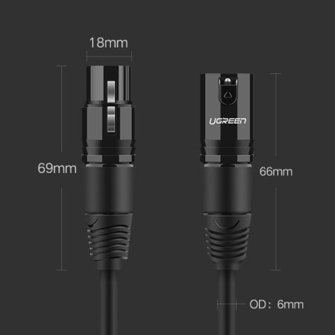 Przedłużacz kabla przewodu audio do mikrofonu XLR 2m czarny