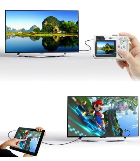 Przejściówka adapter kabel HDMI żeński - mini HDMI męski 4K 60Hz HEC ARC 22cm czarny