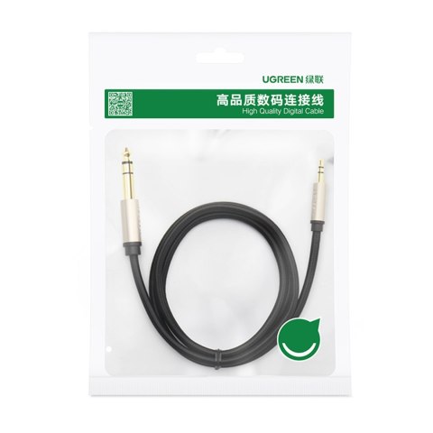 Kabel przewód przejściówka audio TRS mini jack 3.5mm - jack 6.35mm 1m szary