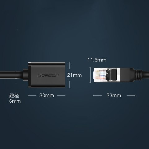 Przedłużacz kabla sieciowego LAN Ethernet RJ45 F/UTP Cat. 6 1000Mb/s 0.5m czarny