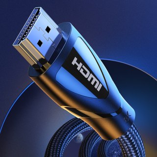 Kabel przewód HDMI 2.1 8K 60Hz 1.5m w oplocie bawełnianym czarny