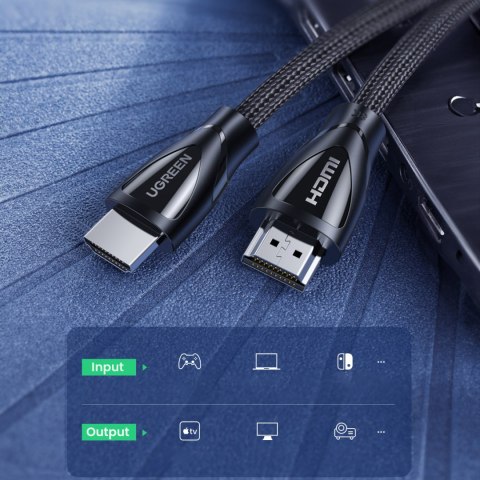 Kabel przewód w oplocie ze złączami HDMI 2.1 8K / 4K 3m czarny