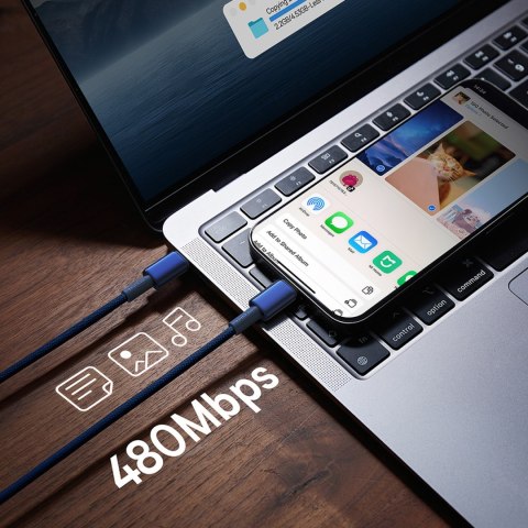 Kabel przewód Tungsten Gold USB-C - USB-C 100W 1m - granatowy