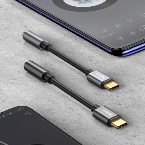 Adapter przejściówka do słuchawek USB-C - mini jack 3.5mm DAC 24 bit 48KHz - szary