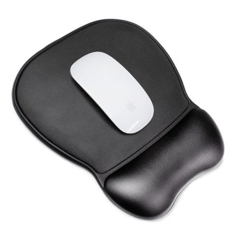 Ergonomiczna podkładka pod mysz i nadgarstek żelowa eco skóra duża antypoślizgowa - czarna