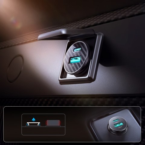 Ładowarka samochodowa Mini 15W USB-A USB-C - czarna