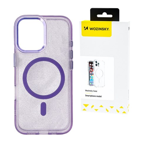 Etui ochronne na Samsung Galaxy S24 FE Glitter Case MagSafe - fioletowe z brokatem