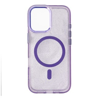 Etui ochronne na Samsung Galaxy S25 Glitter Case z Mag Safe - fioletowe z brokatem
