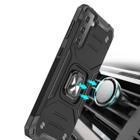 Pancerne hybrydowe etui z magnetycznym uchwytem do Samsung Galaxy S22+ Ring Armor - niebieski
