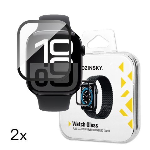 Szkło hartowane z czarną ramką do Apple Watch 46mm Full Glue - 2 szt.