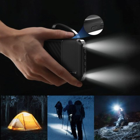 Powerbank K11 10000mAh z wbudowanymi kablami - czarny