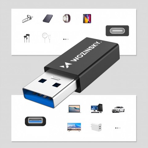 Adapter przejściówka USB-A - USB-C OTG - czarny