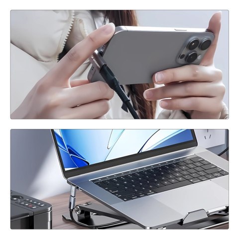 Adapter przejściówka kątowa USB-C 40Gb/s 240W 8K OTG - szara