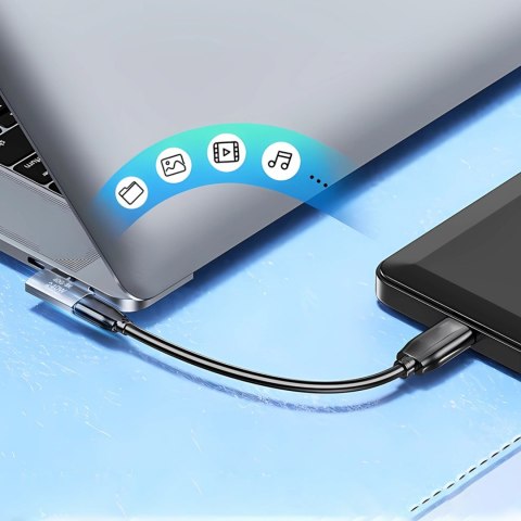 Adapter przejściówka kątowa boczna USB-C 40Gb/s 240W 8K OTG - szara
