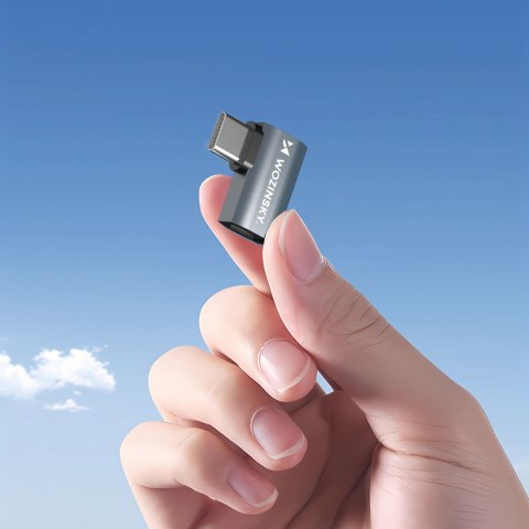 Adapter przejściówka kątowa boczna USB-C 40Gb/s 240W 8K OTG - szara