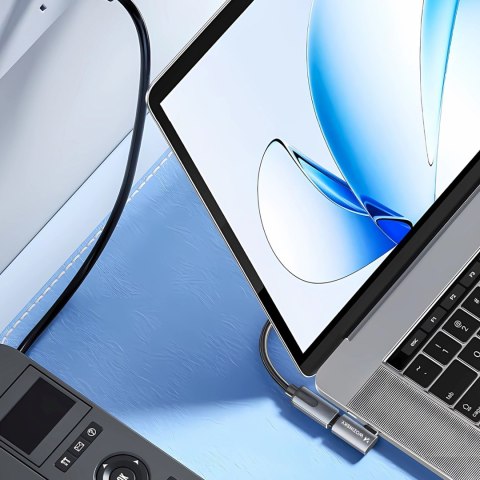 Adapter przejściówka kątowa boczna USB-C 40Gb/s 240W 8K OTG - szara