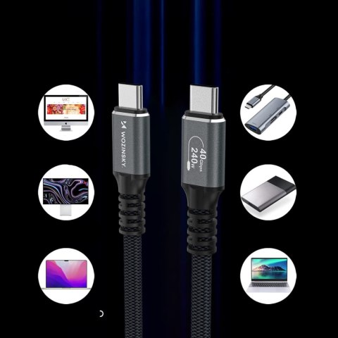 Kabel przewód Thunderbolt 4 USB-C 240W 4K 1m - czarny