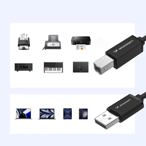 Kabel przewód do drukarki skanera USB-B - USB-A 480Mb/s 2m - czarny