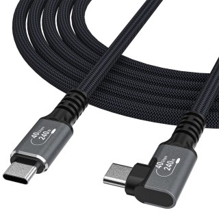 Kabel przewód kątowy Thunderbolt 4 USB-C 240W 4K 1m - czarny