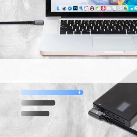 Kabel przewód kątowy Thunderbolt 4 USB-C 240W 4K 1m - czarny