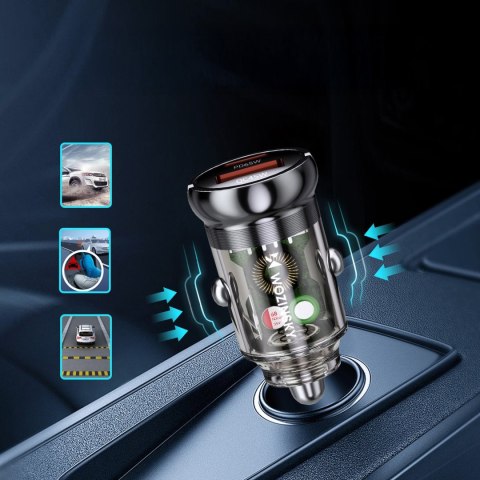 Ładowarka samochodowa USB-A USB-C PD QC 65W - czarna