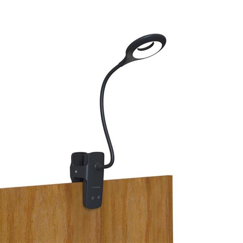 Mini lampka bezprzewodowa LED do czytania z klipsem kablem USB-C 80lm - czarna