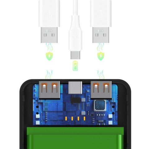 Powerbank Wpower WPBBK-2 10000mAh USB-A USB-C - czarny