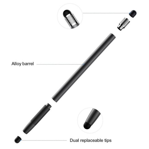 Rysik stylus pasywny JR-DR01 do ekranów dotykowych 2 końcówki - czarny