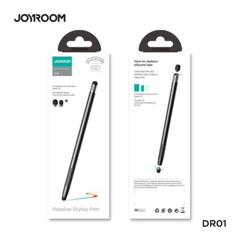 Rysik stylus pasywny JR-DR01 do ekranów dotykowych 2 końcówki - czarny