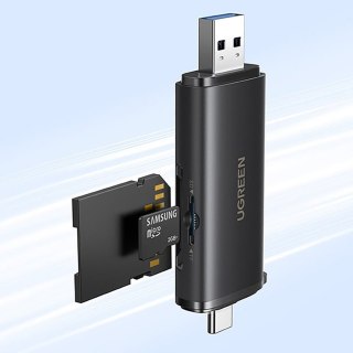 Czytnik kart pamięci 2w1 SD microSD USB-C USB-A UHS-II - czarny